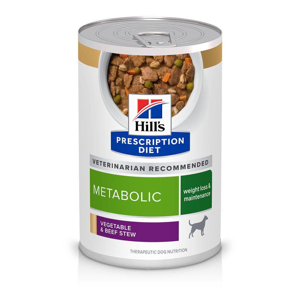 Hill's Metabolic estofado vegetal con carne en lata para perros activos.