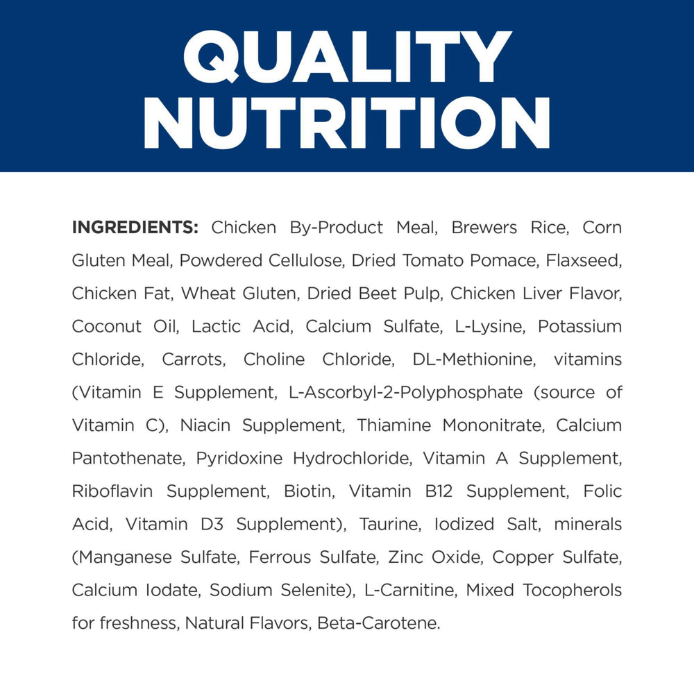 Hill's Prescription Diet Metabolic etiqueta nutricional clara para plan de peso