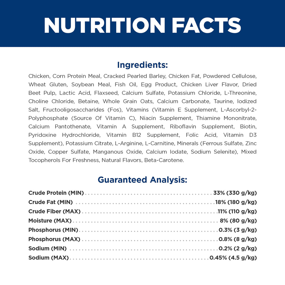 Hill's Prescription Diet Multi-Organ, plato limpio con porciones adecuadas