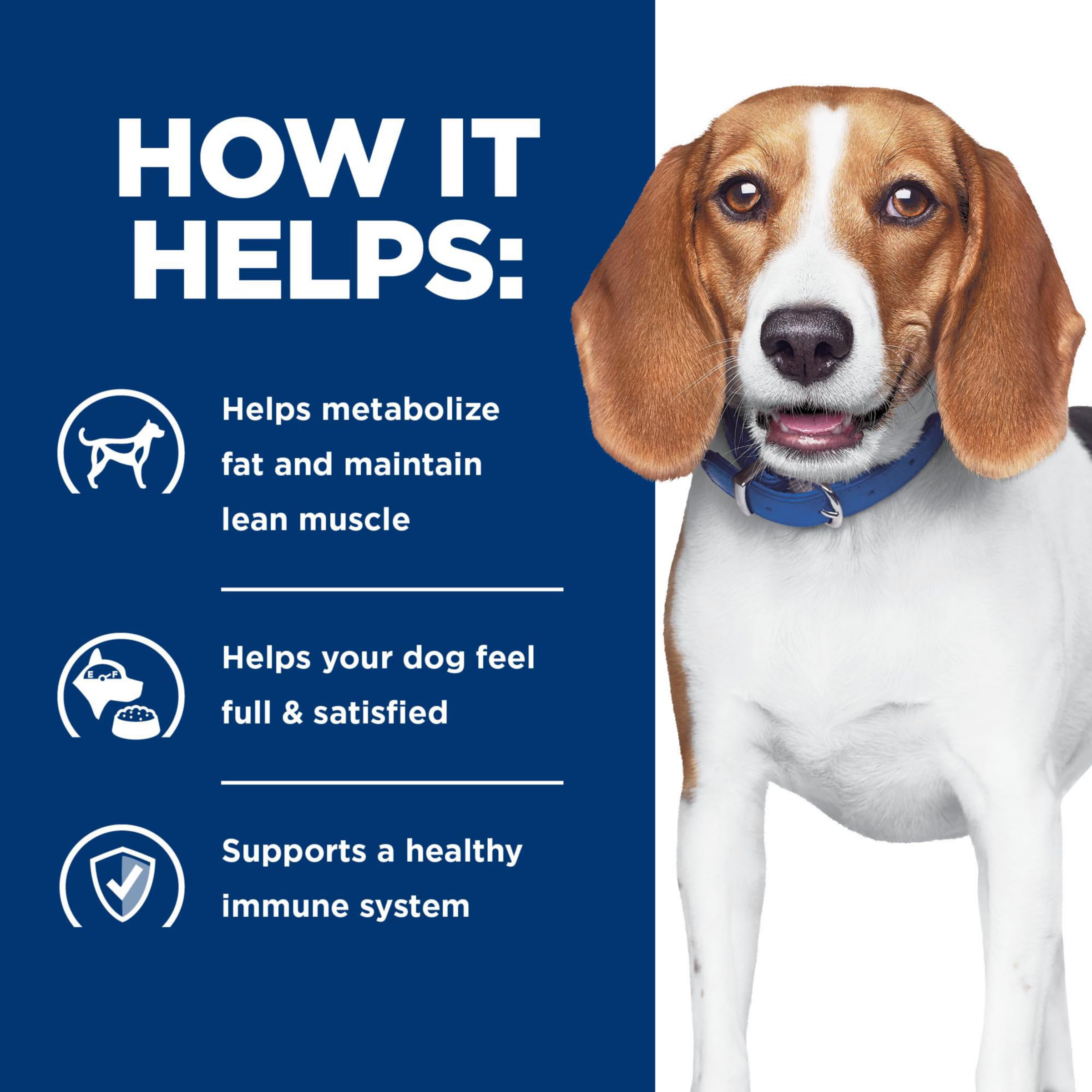 Hill's Prescription Diet r/d, frente de lata con diseño informativo