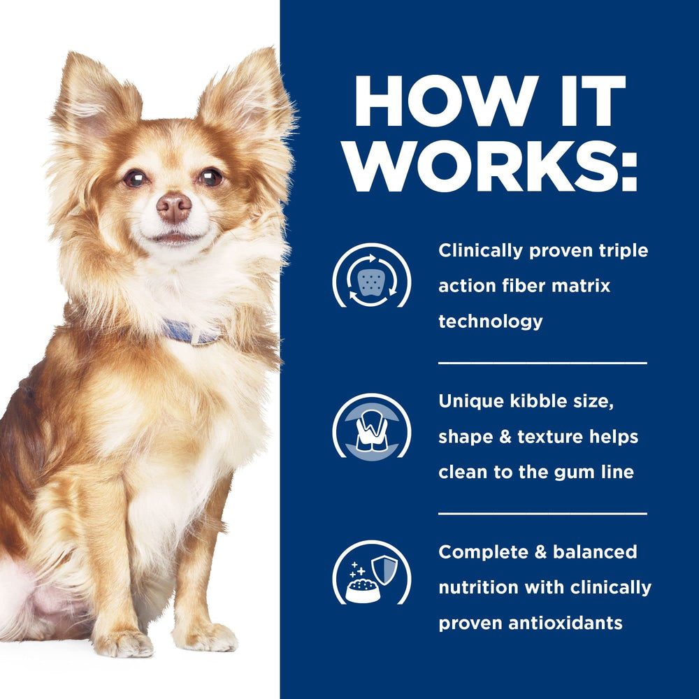 Hill's Prescription Diet t/d apto para uso diario en perros pequeños.