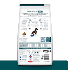 Hill's Prescription Diet w/d en plato, alimento seco para gatos, apoyo digestivo y control de peso.