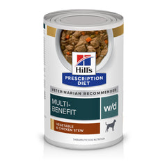 Hill's Prescription Diet w/d: lata húmeda, apoyo digestivo y urinario para perros.