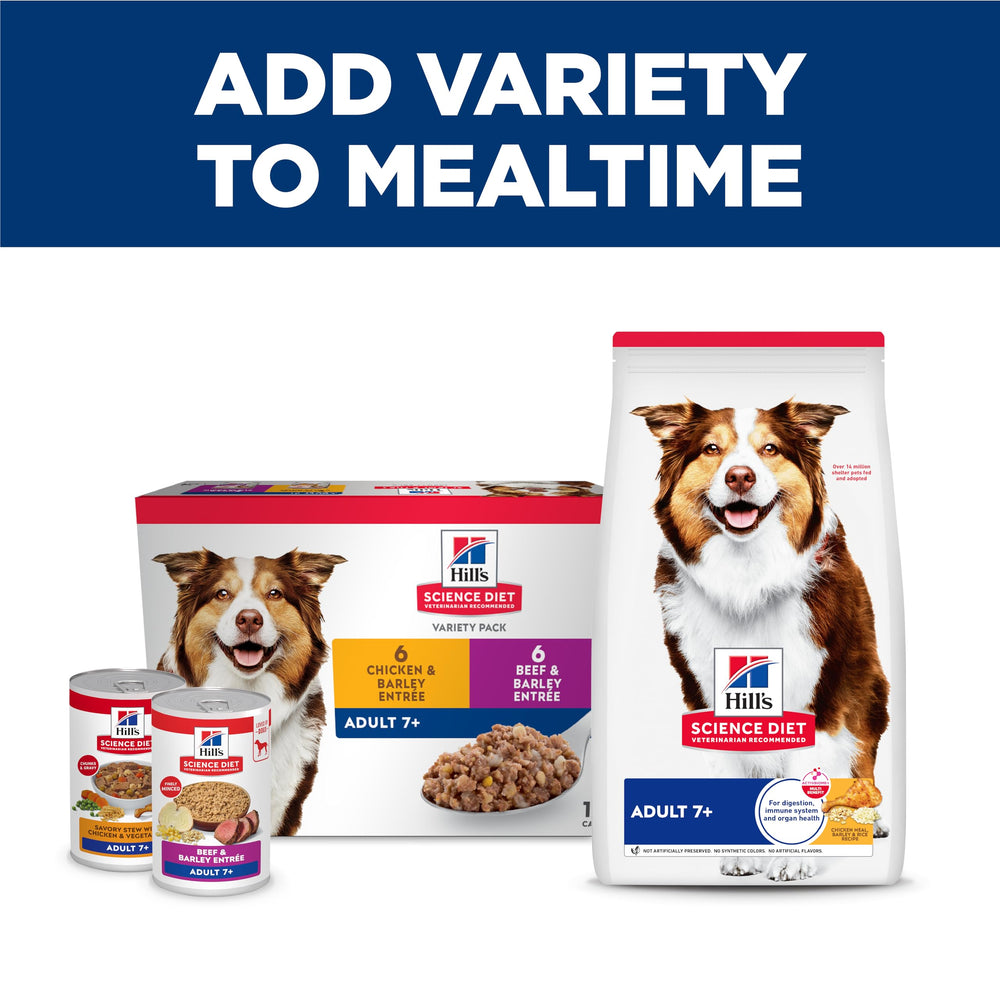 Piel y pelaje brillantes con Hill's Science Diet Adult 7+ para perros mayores.