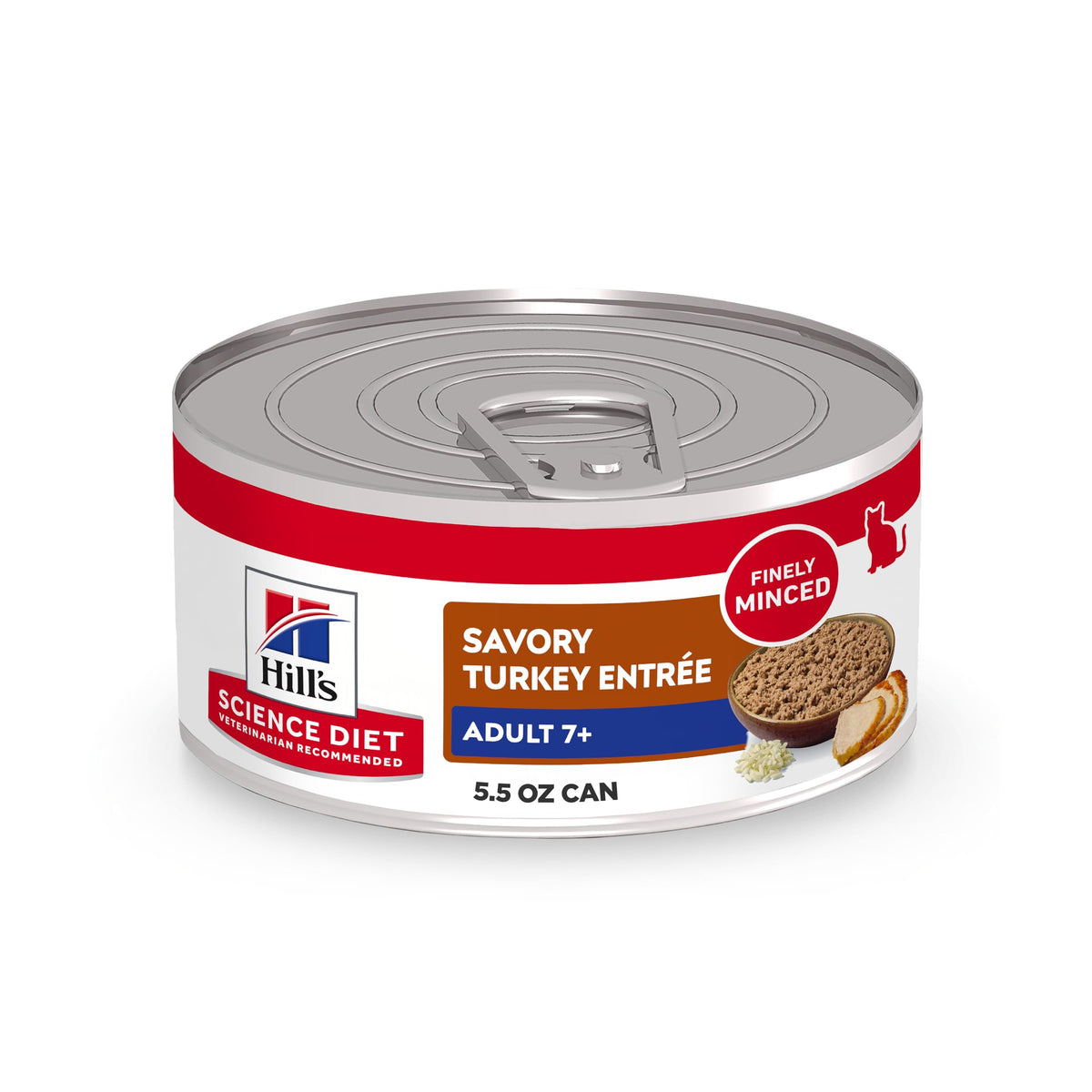 Hill's Science Diet Adult 7+ con pavo picado; energía para gatos mayores.