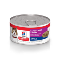 Hill's Science Diet Adult 7+ con ternera picada, lata lista para el plato diario.