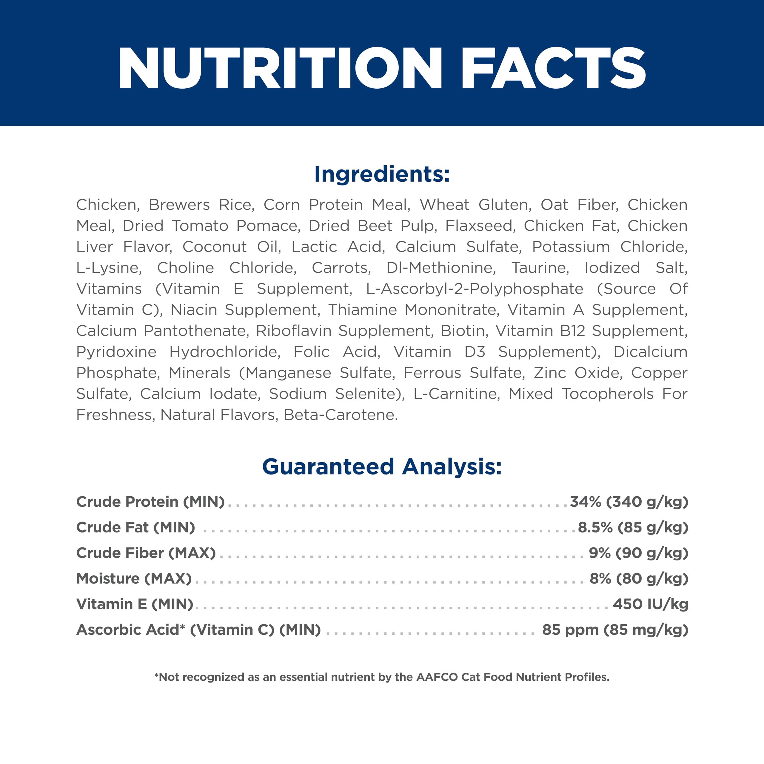 Hill's Science Diet Adult Perfect Weight etiqueta en Estados Unidos