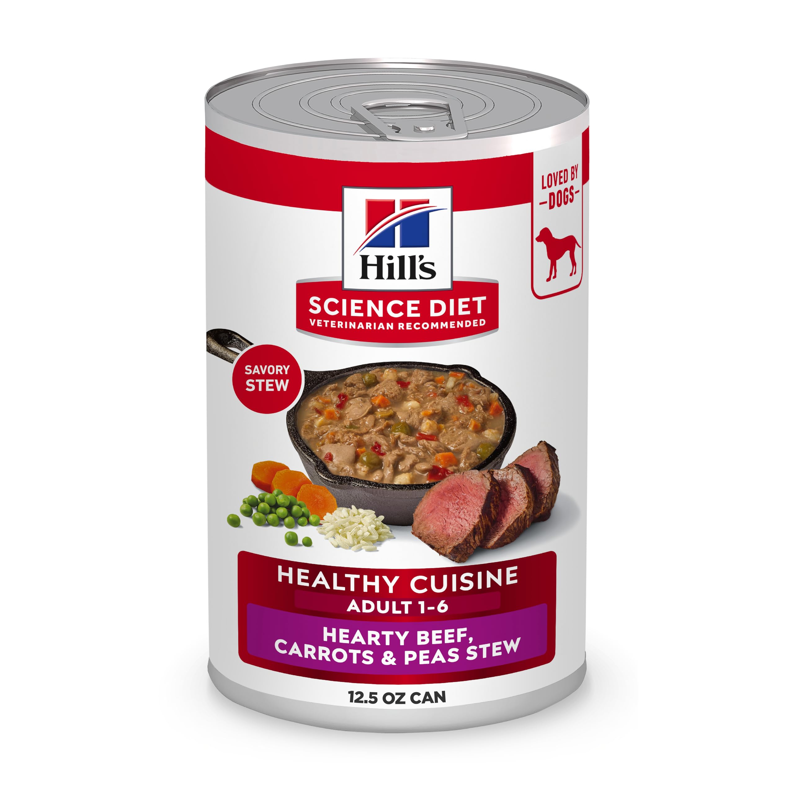 Hill's Science Diet adulto 1-6 estofado con carne zanahorias y guisantes, ideal para músculos magros.