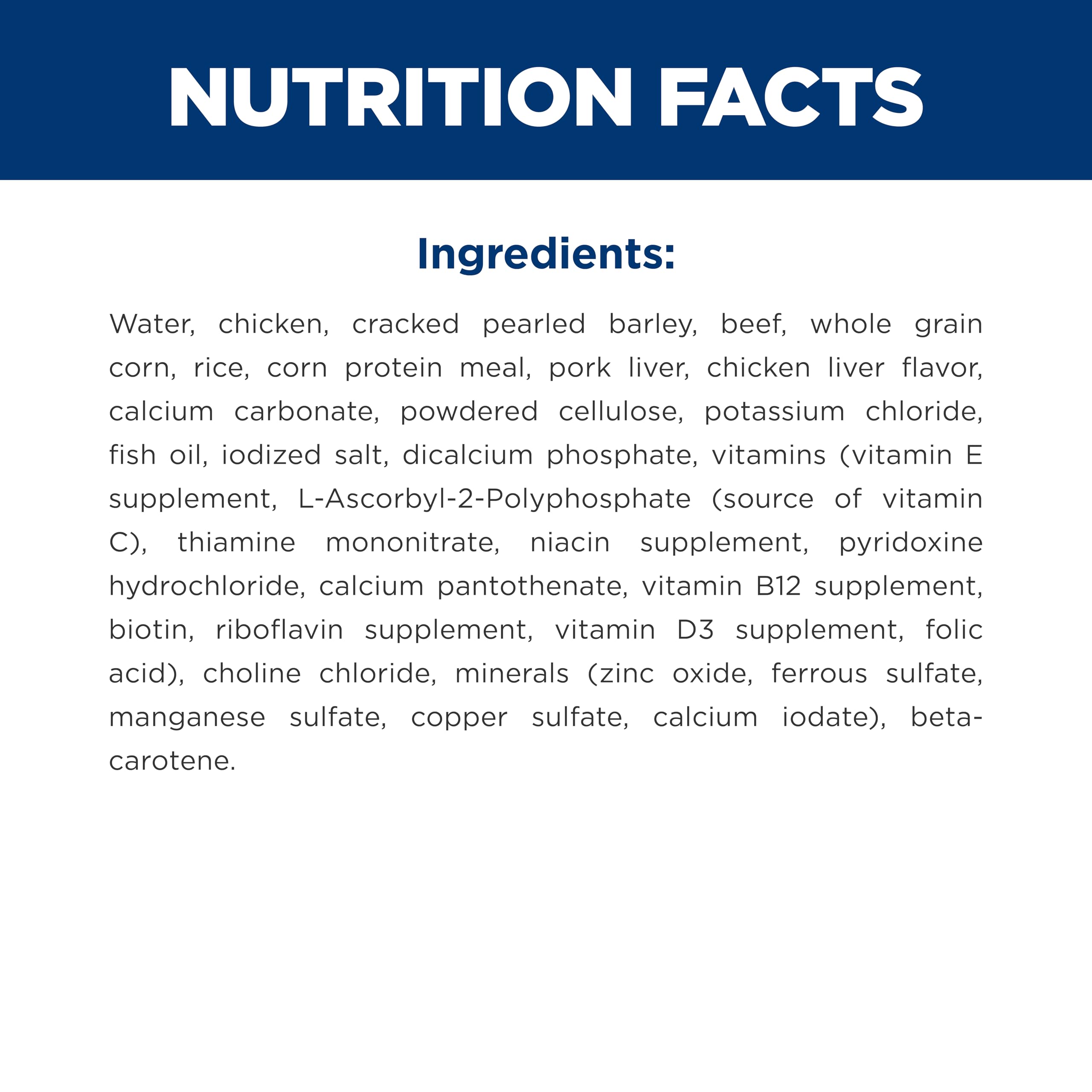 Hill's Science Diet, ingredientes naturales con vitaminas y aminoácidos.