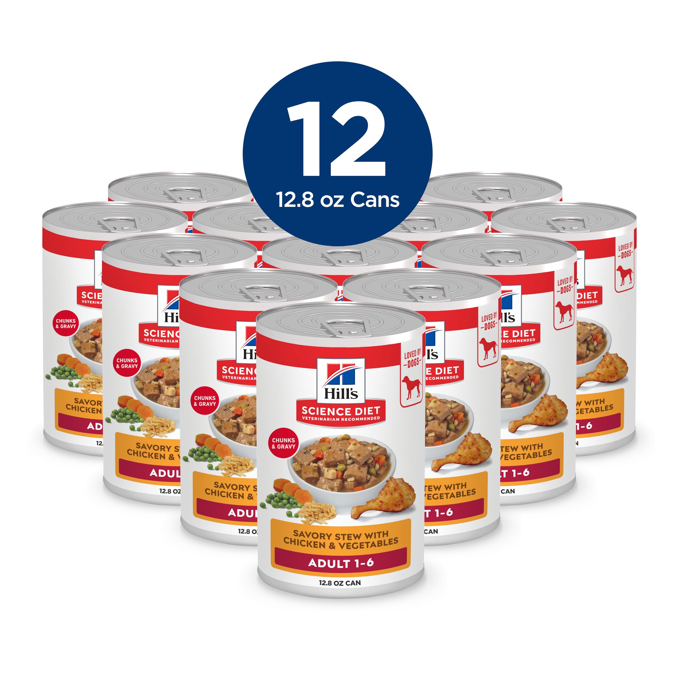 Hill's Science Diet Adult 1-6, lata de 12.8 oz, porción práctica para el día a día.