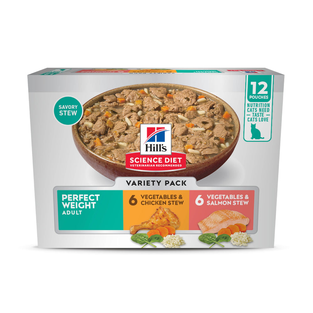 Hill's Science Diet adulto 1-6, pollo y verduras, bolsa 2,8 oz para sabor y peso equilibrado.