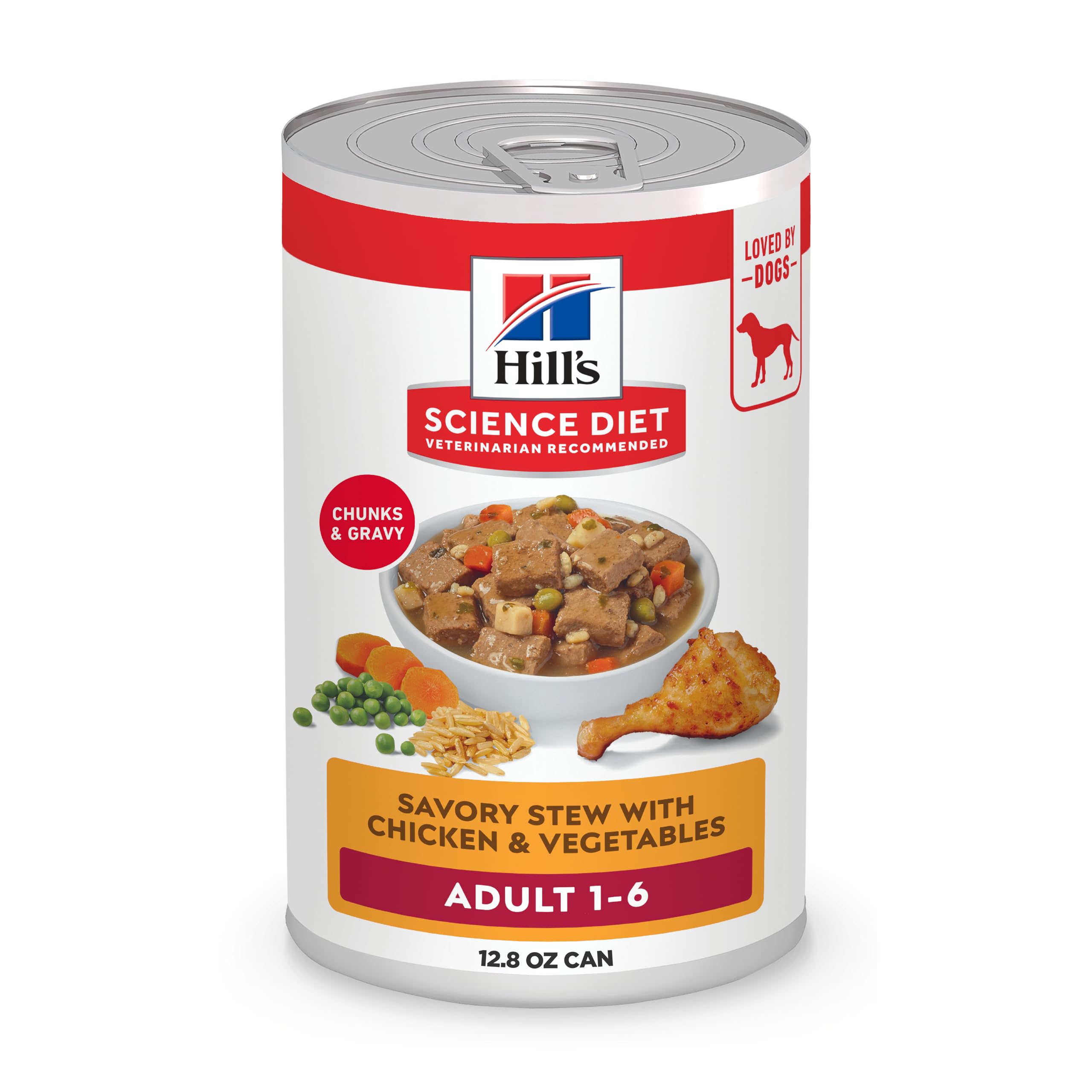 Hill's Science Diet Adult 1-6, pollo y verduras en lata, ayuda a mantener músculos magros.