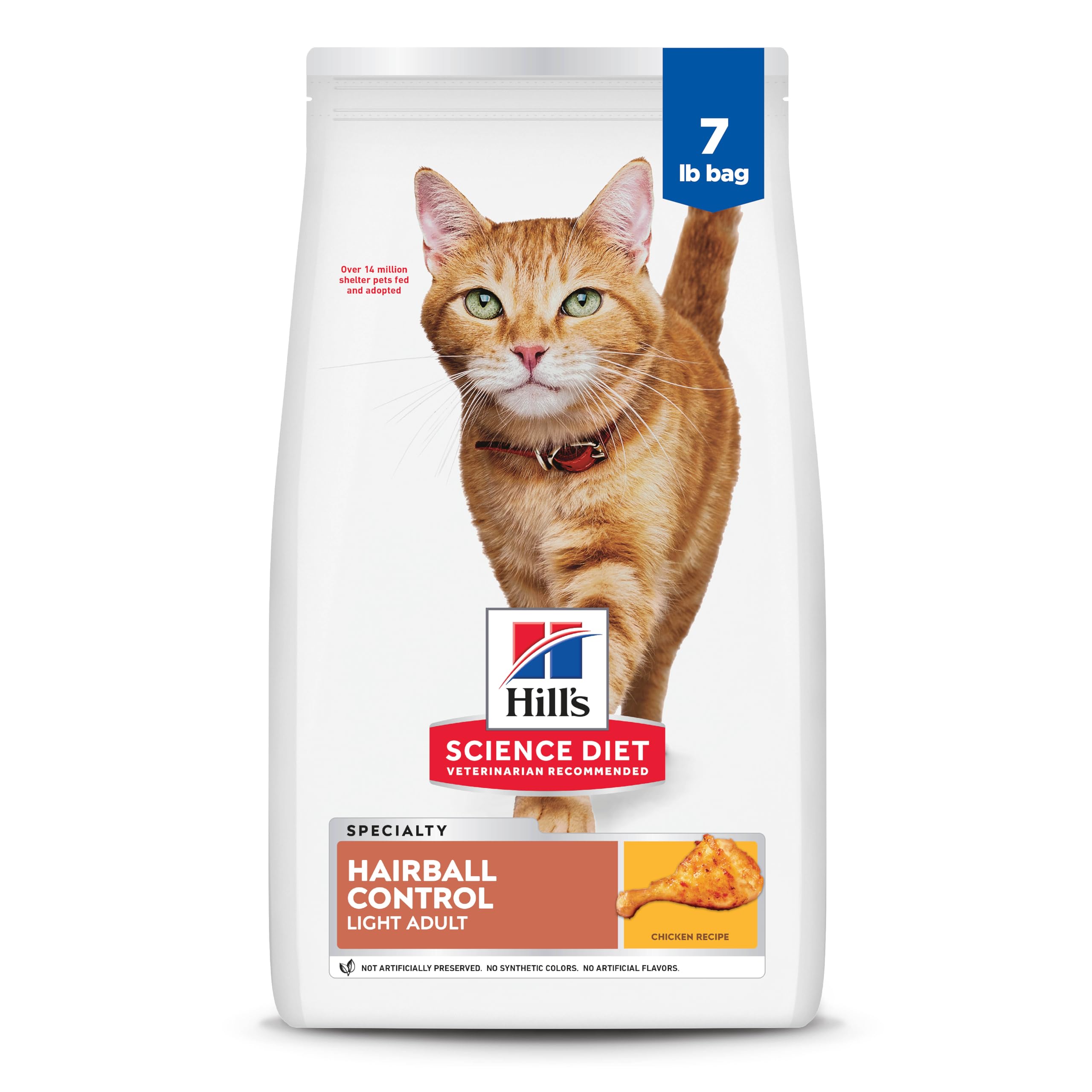 Hill's Science Diet Adulto: control de bolas de pelo en croquetas de pollo para gatos.