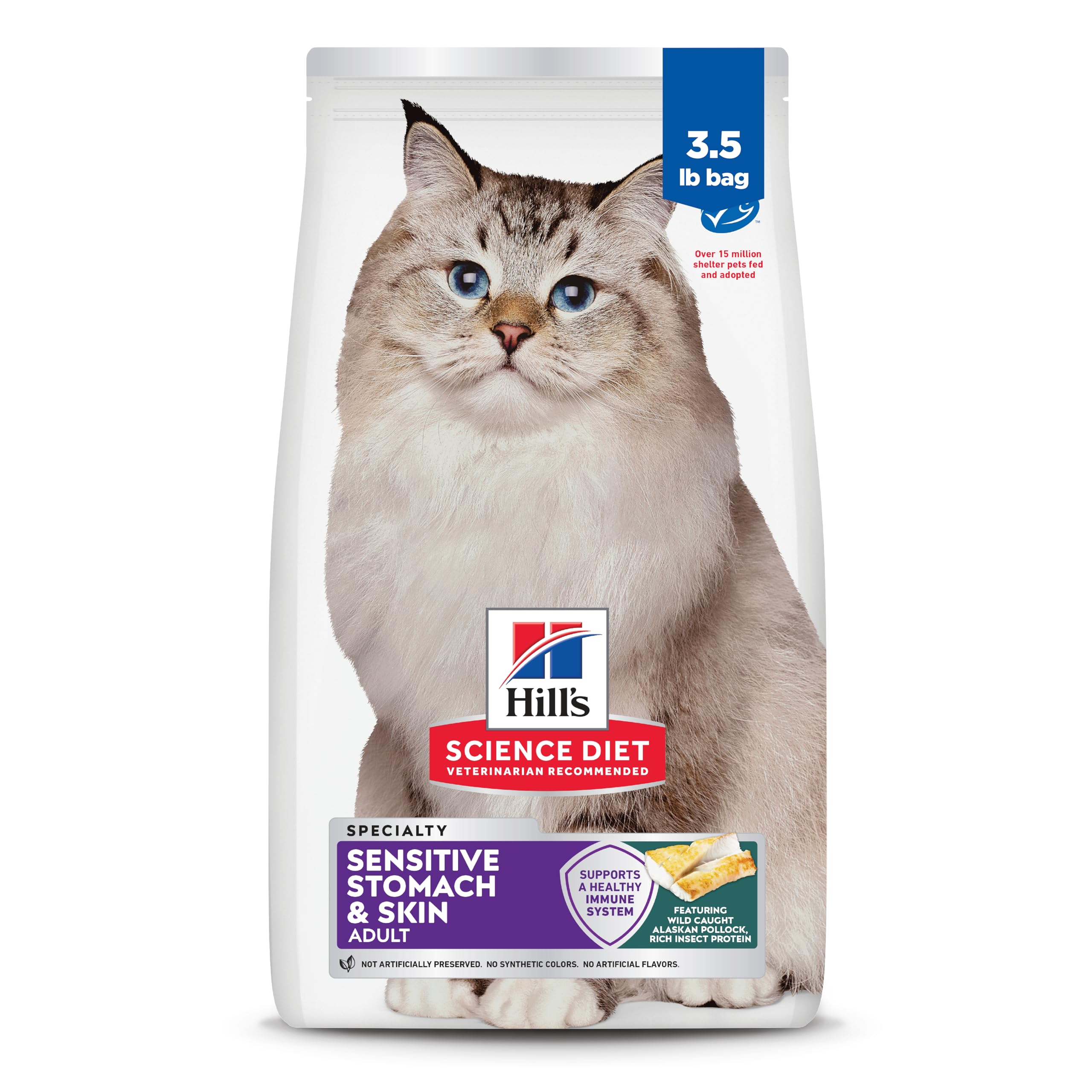 Hill's Science Diet para adultos sensibles estomago y piel con pollock y cebada, croquetas digeribles.