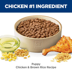 Hill's Science Diet, croquetas de pollo y arroz, textura agradable para mordida cómoda.