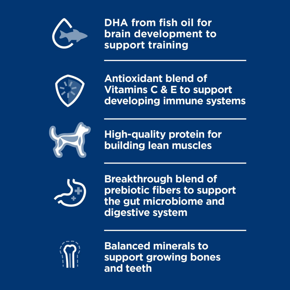 Hill's Science Diet cachorros, minerales equilibrados para huesos y dientes fuertes.