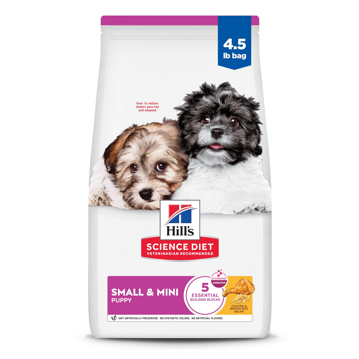 Hill's Science Diet cachorros pequeños, bolsa de 4-5 lb para crecimiento saludable.