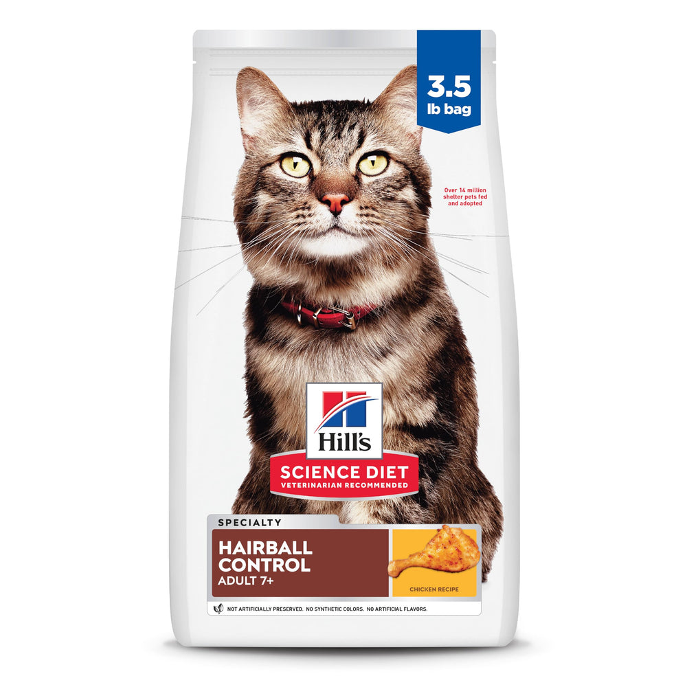Hill's Science Diet: control de bolas de pelo en gatos adultos 7+.