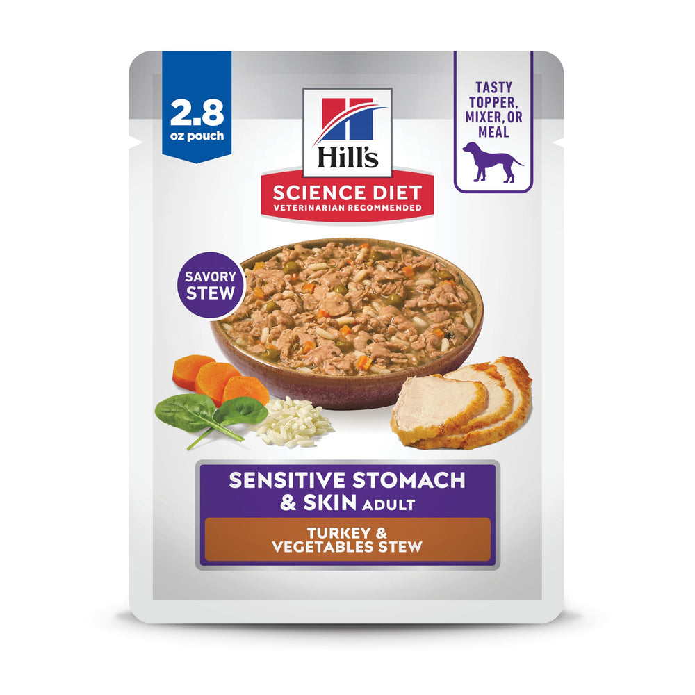Hill's Science Diet bolsa estómago sensible; apoyo digestivo suave para perros adultos.