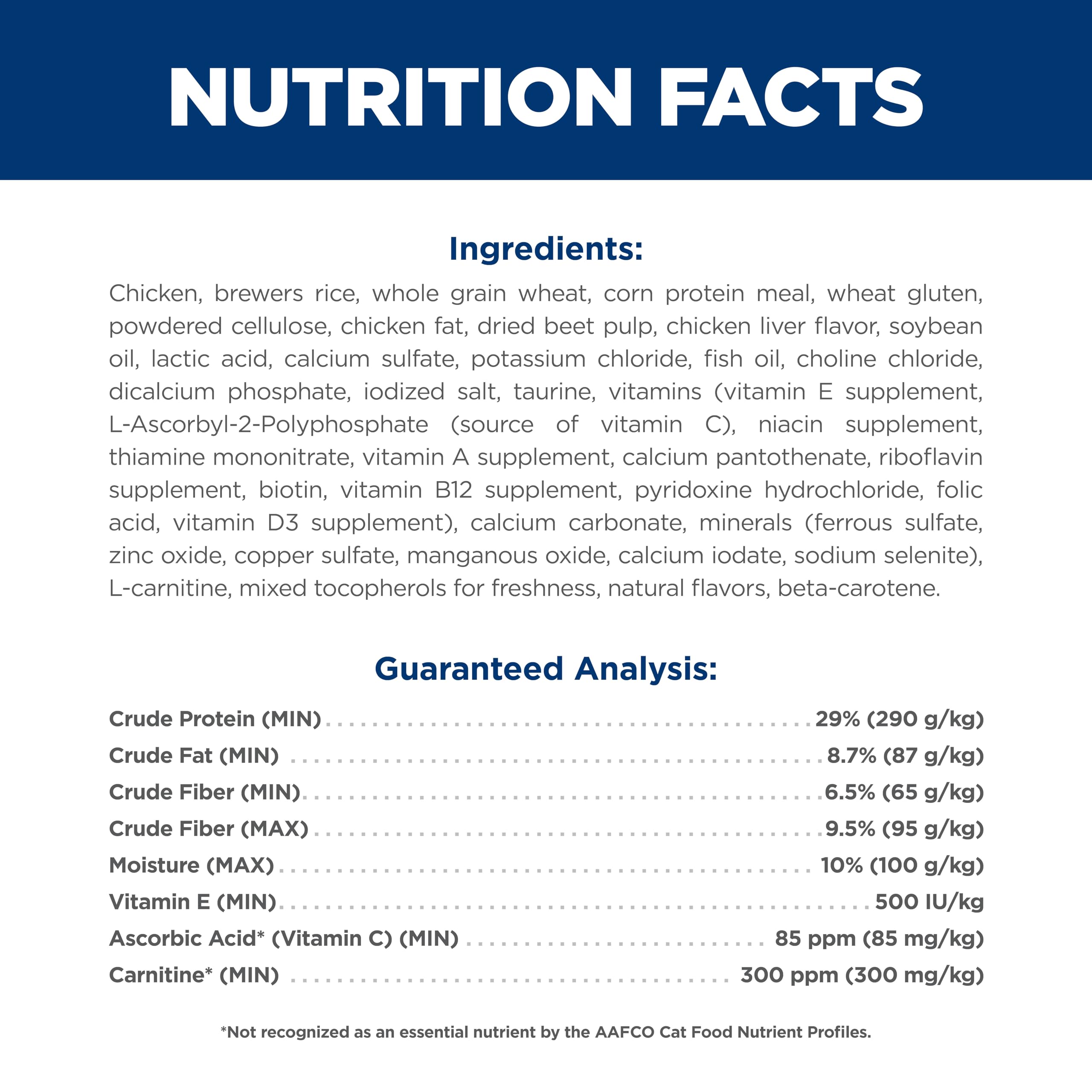Hill's Science Diet L-Carnitina promueve energía diaria para gatos