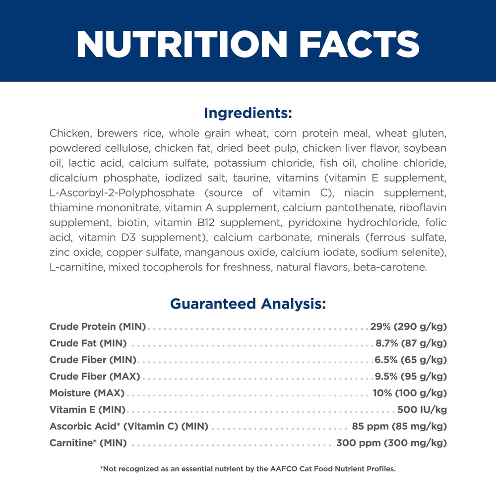 Hill's Science Diet L-Carnitina promueve energía diaria para gatos