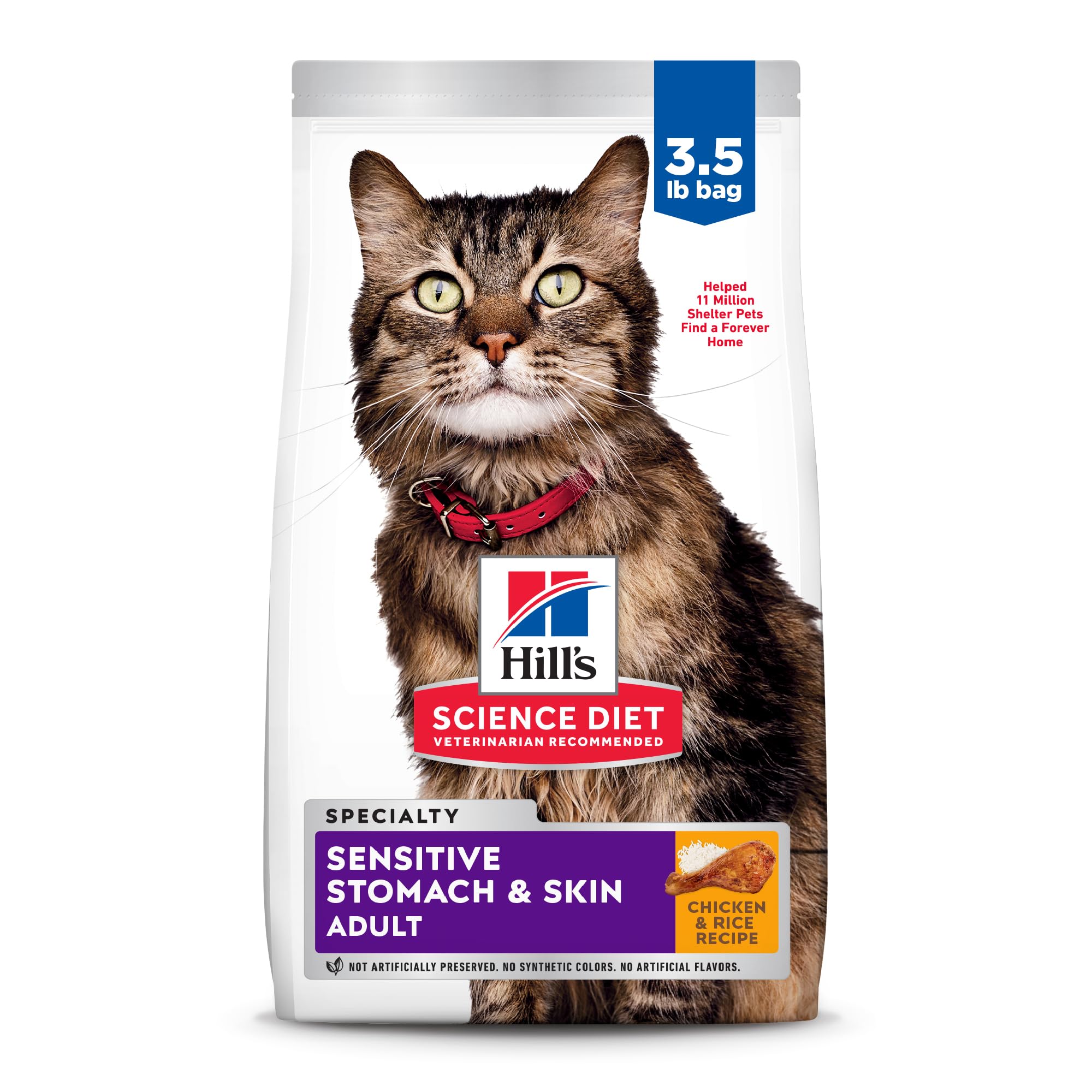 Hill's Science Diet gatos, estómago sensible, piel sana y pelaje brillante.