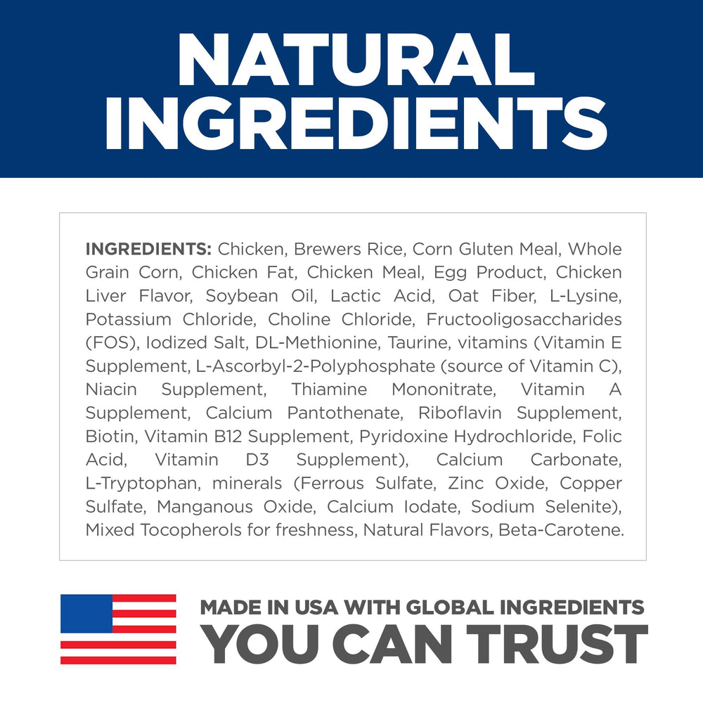 Hill's Science Diet 29 nutrientes clave para nutrición completa.
