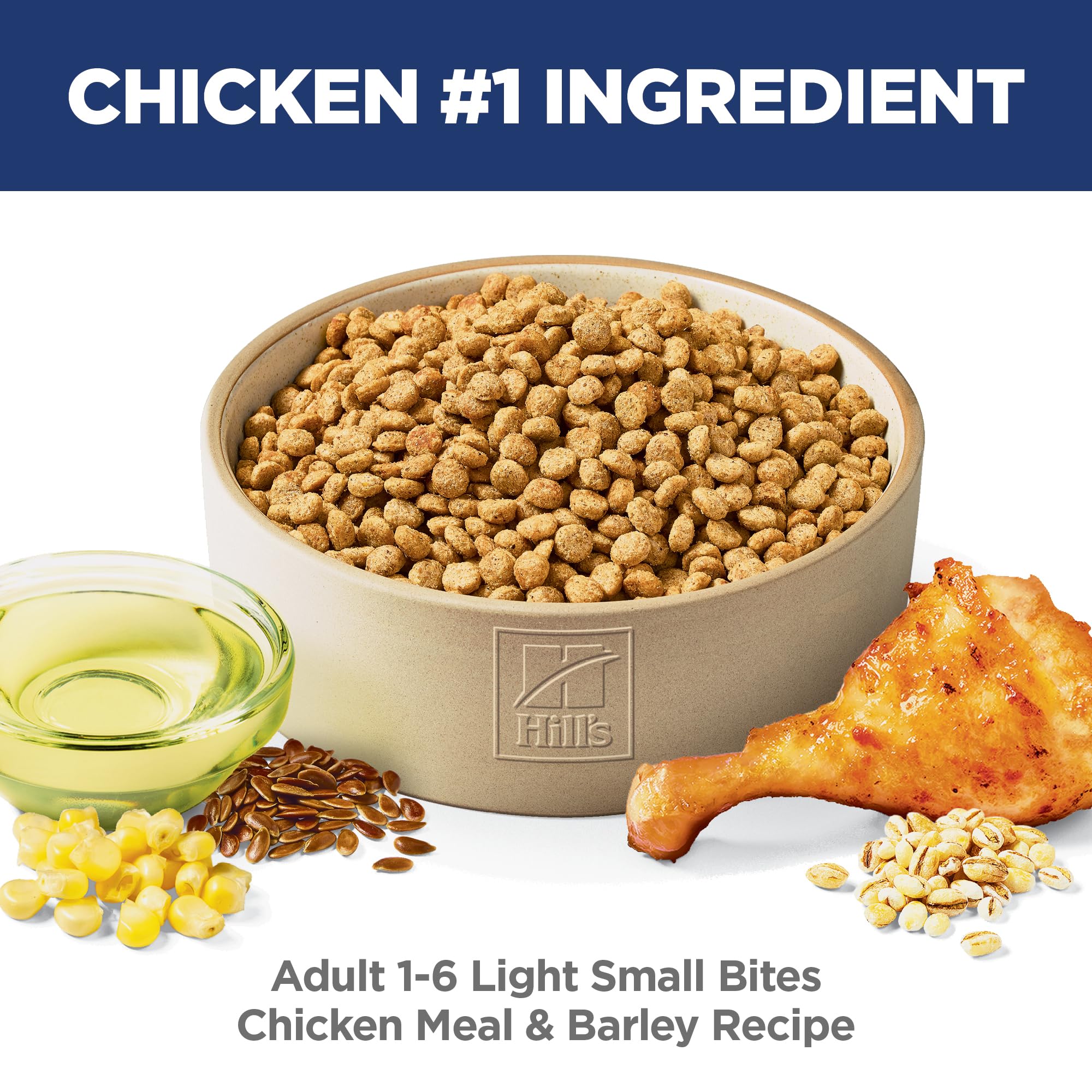 Hill's Science Diet Light croquetas pequeñas de pollo, ideal para comer rápido.