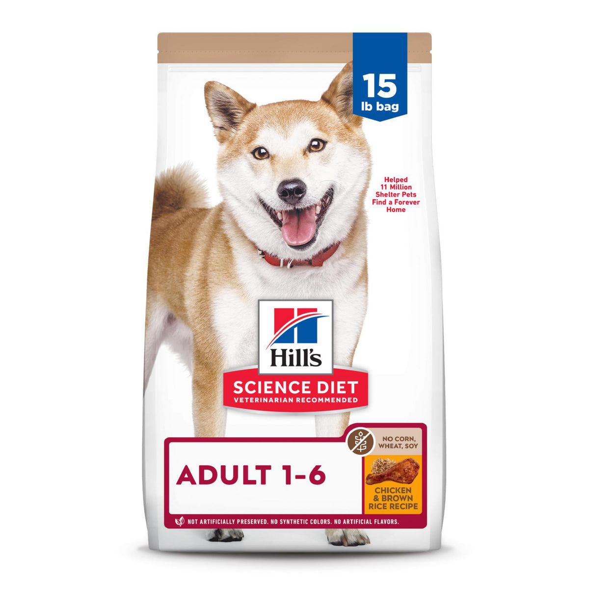 Hill's Science Diet perro adulto sin maíz, bolsa de 15 libras, nutrición equilibrada