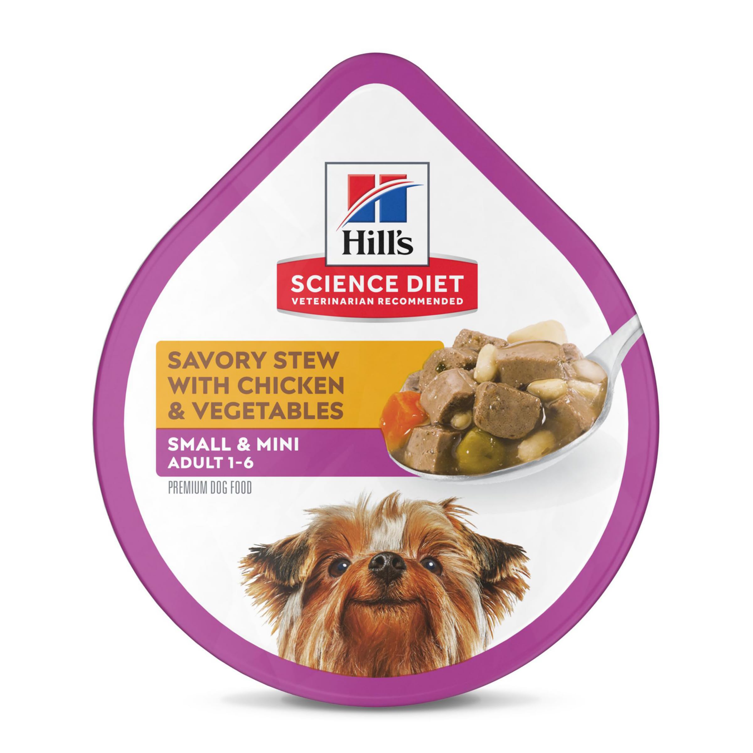 Hill's Science Diet para perros pequeños, porción individual de pollo y verduras en bandeja