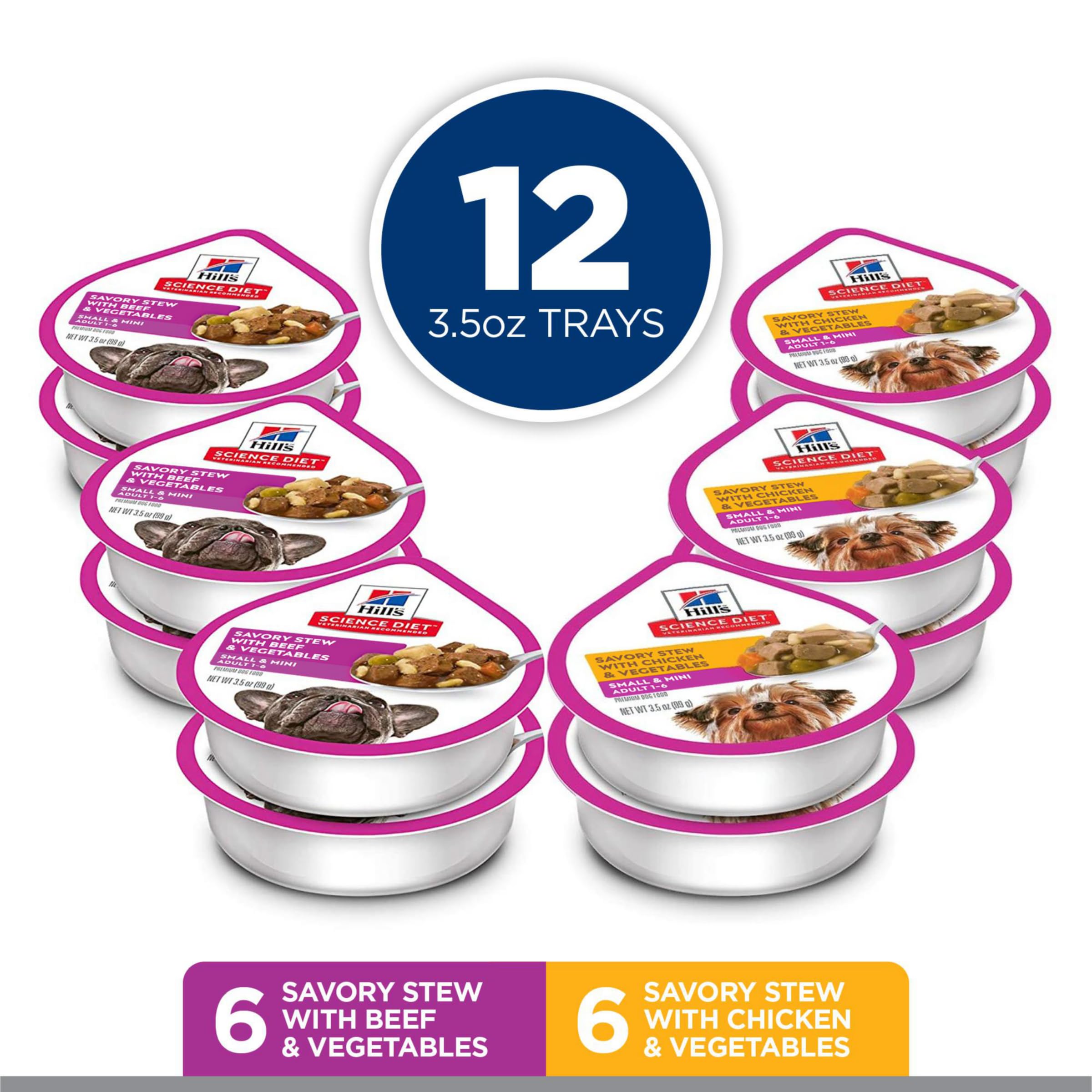 Hill's Science Diet Small & Mini, plato pollo y verduras, proteína para músculo magro