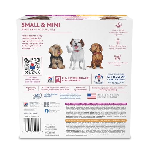 Hill's Science Diet Small & Mini, tarrina de salmón con verduras, sabor agradable