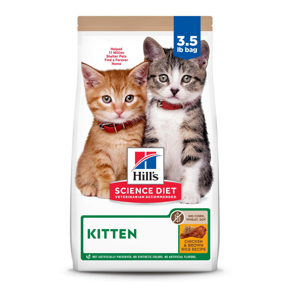Hill's Science Diet Kitten en bolsa de 3.5 lb para gatitos activos.