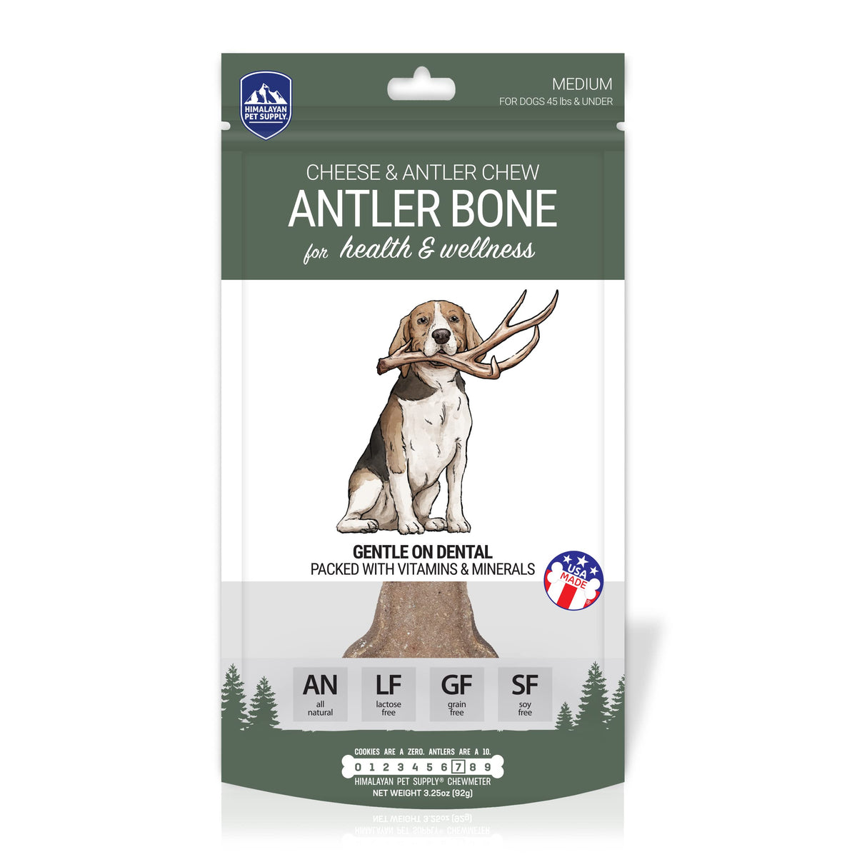 Mordedor Himalayan Dog Chew: asta de ciervo y queso, fuente natural de minerales para perros.