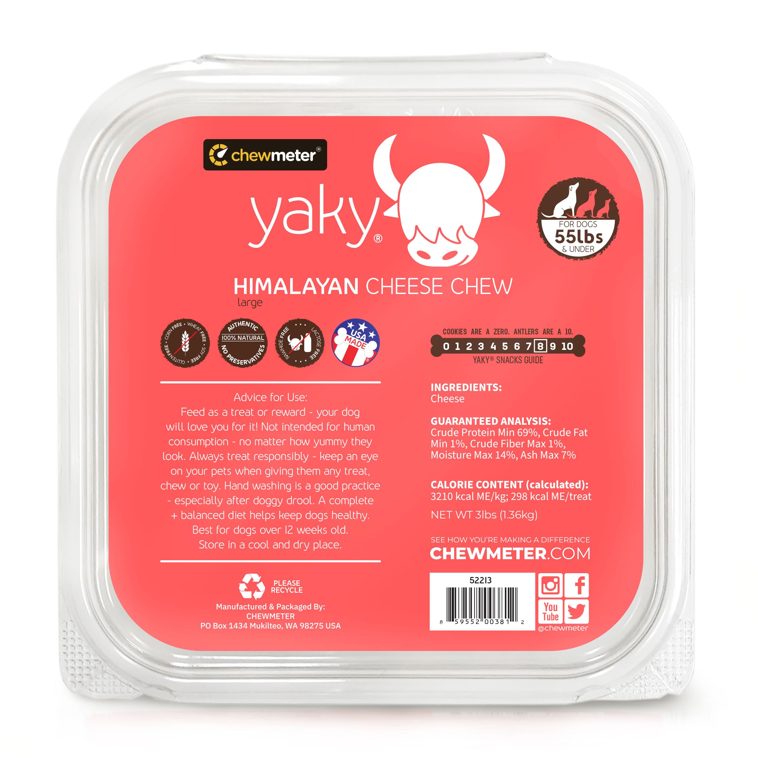 Chewmeter Himalayan Yaky Cheese Chew: masticable duradero para masticadores agresivos.