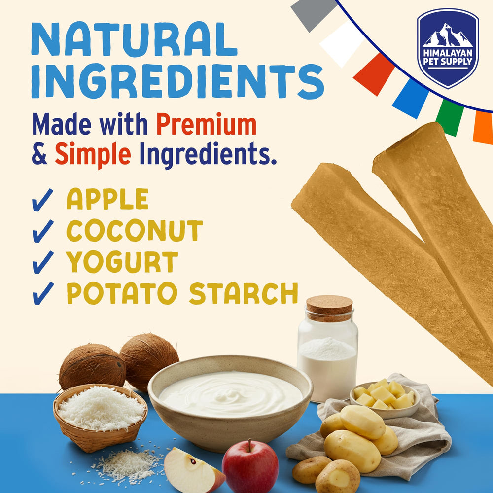 Himalayan Dog Chew Yogurt Sticks: prebióticos y probióticos para apoyo digestivo diario.