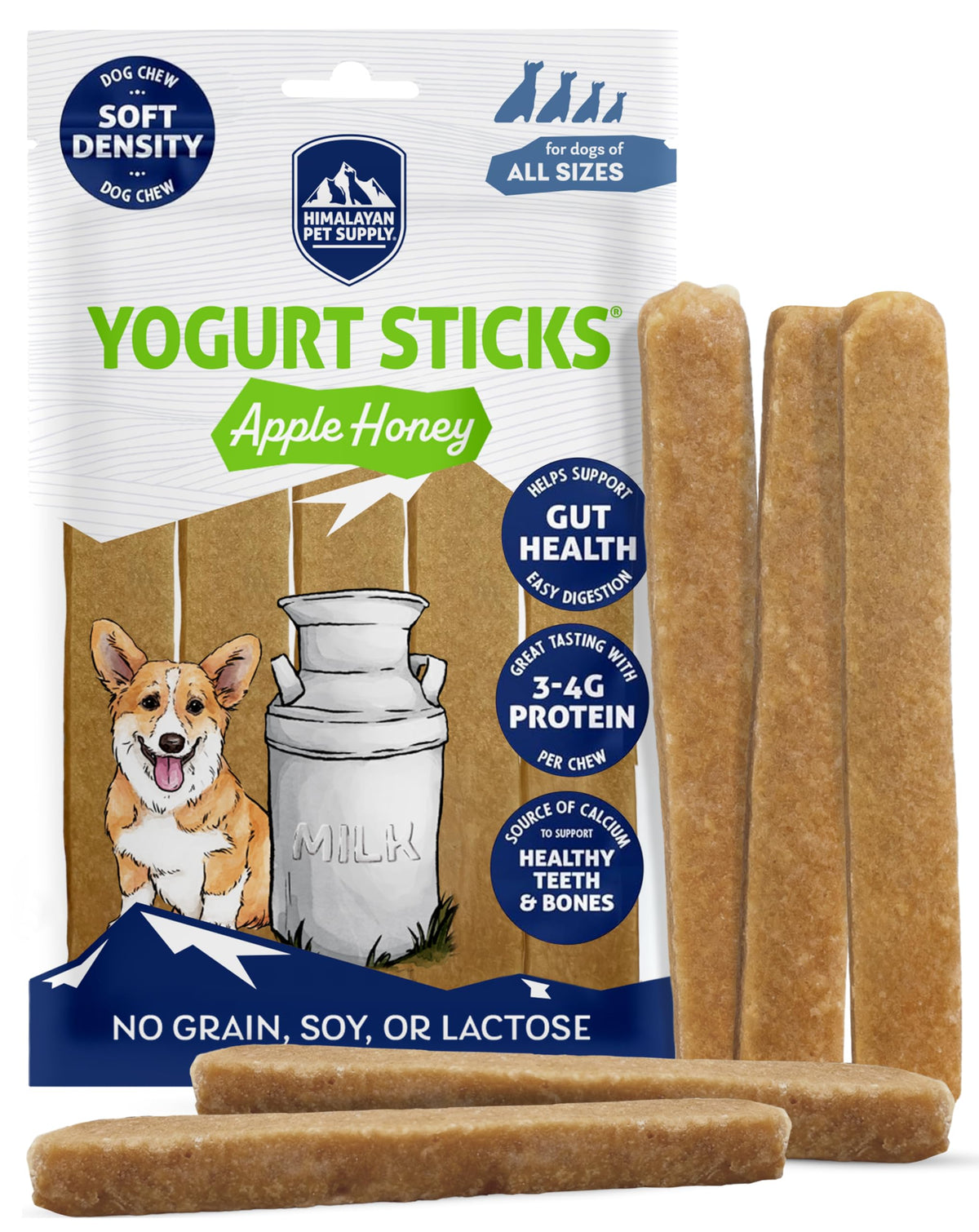 Himalayan Dog Chew Yogurt Sticks Apple Honey: snack sabroso con sabor a manzana y miel para perros.