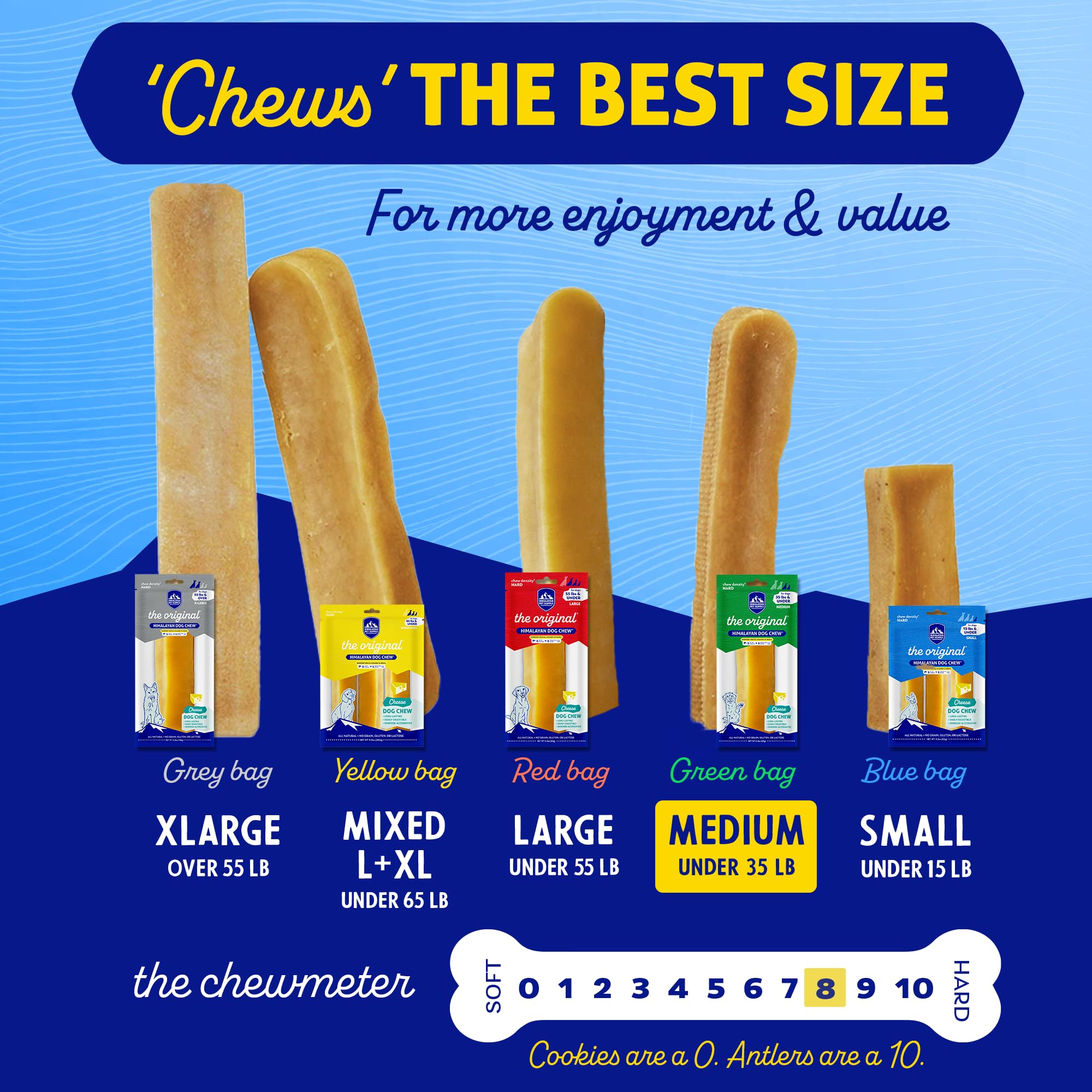 Tamaño medio de Himalayan Dog Chew, 2,3 oz para perros pequeños