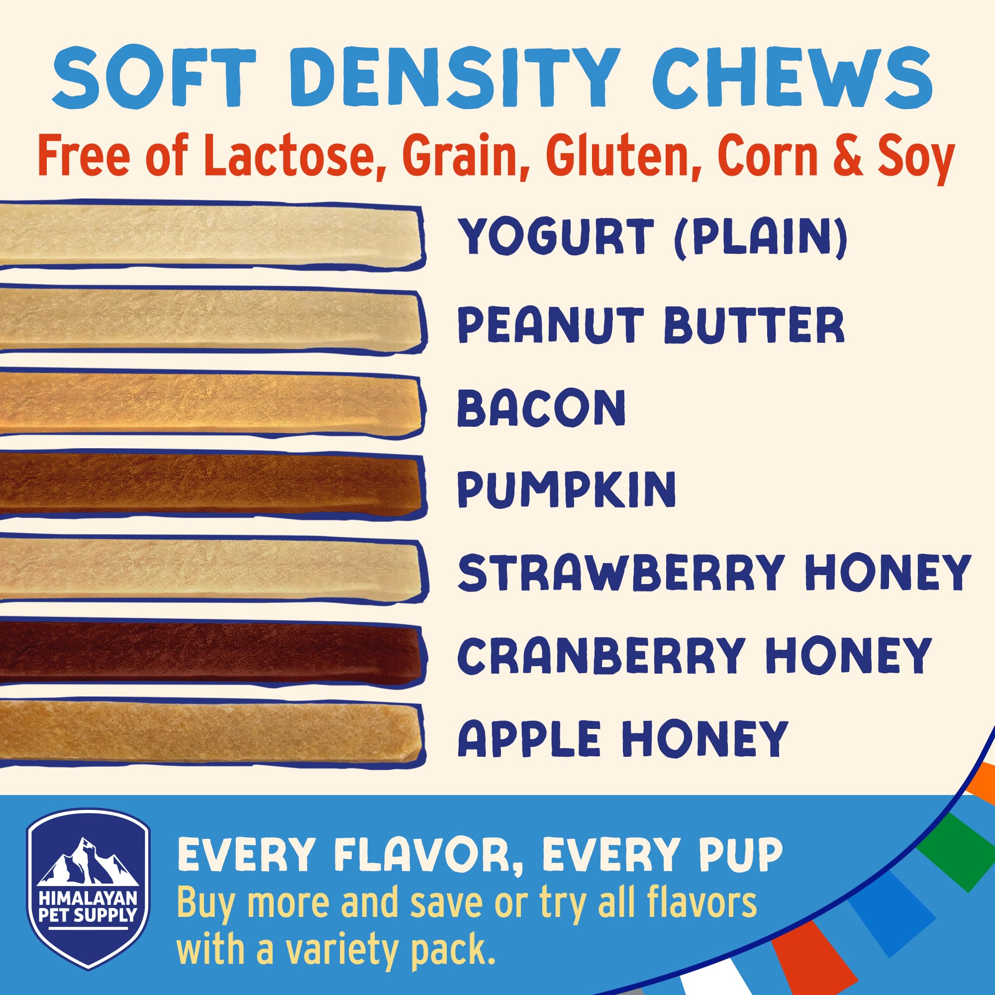 Apto para todas las razas, uso diario con Himalayan Dog Chew.