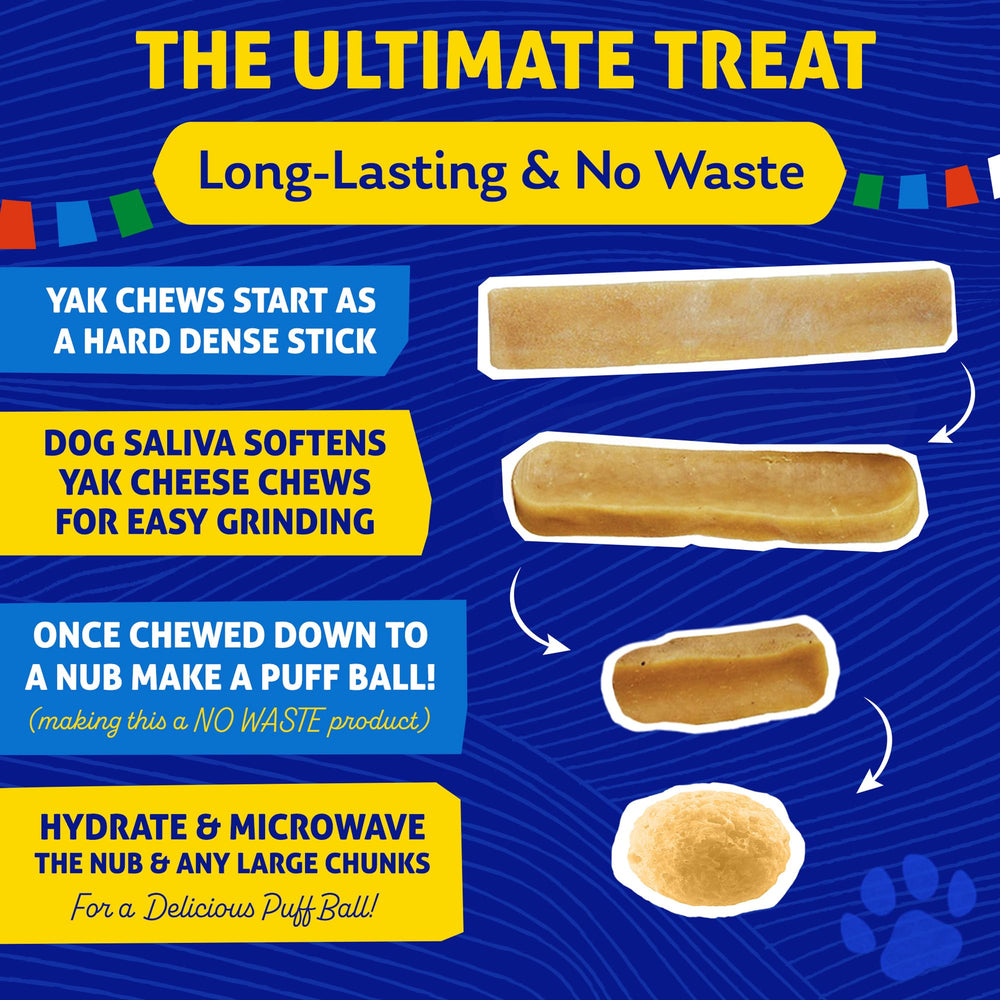Himalayan Dog Chew Yak Cheese sin lactosa, apto para estómagos sensibles.