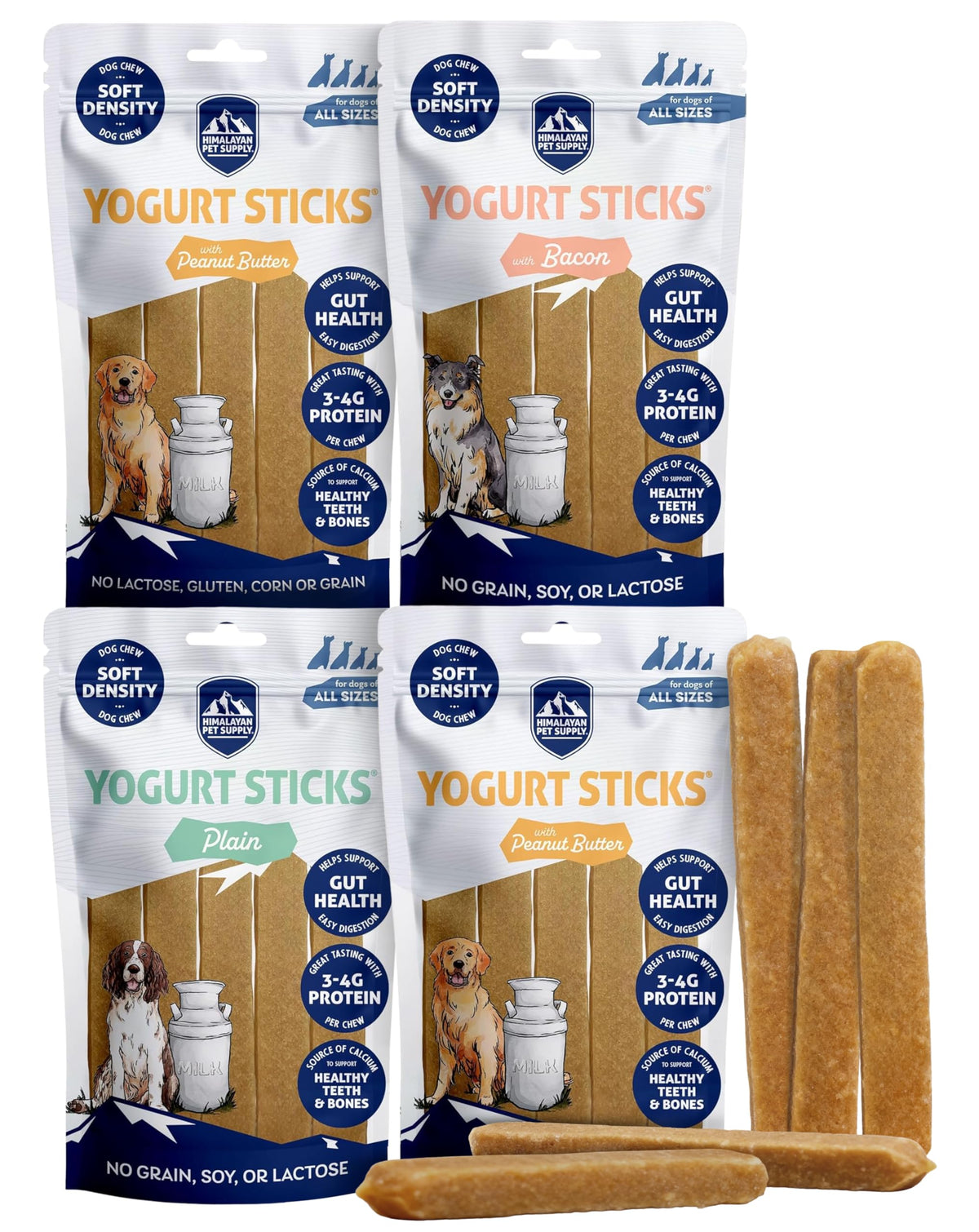 Himalayan Dog Chew Yogurt Sticks con sabores mezclados, snack nutritivo para perros de todas las edades