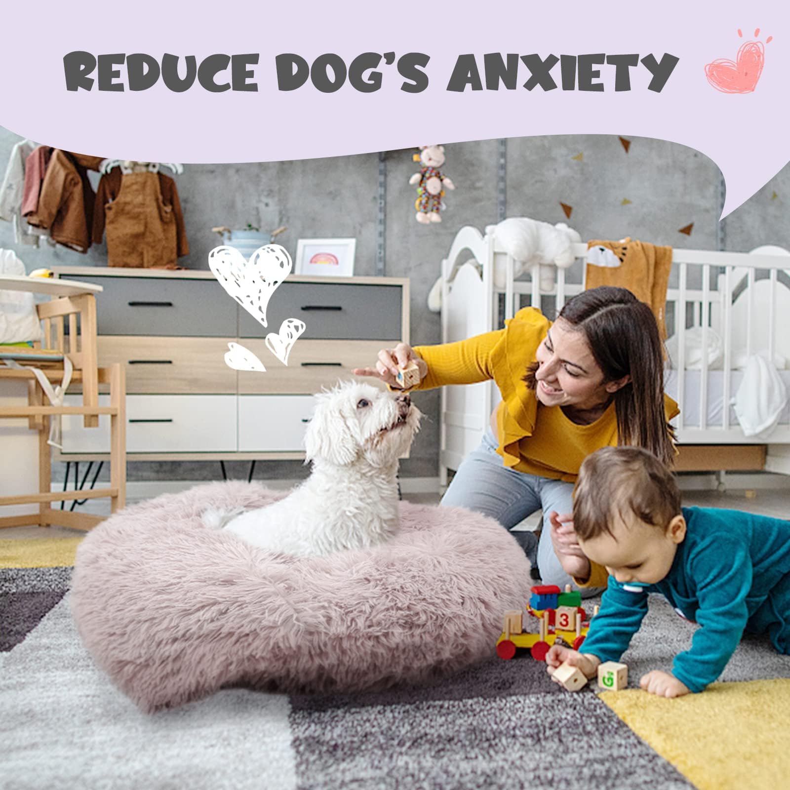 Cama Himax donut para perros grandes, manta extra para comodidad