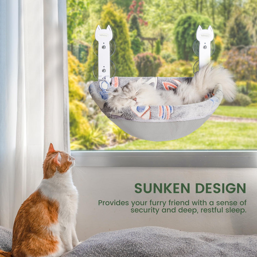 HiPetpy colchon-ventana-gato-plegable: se guarda sin interferir con cortinas.