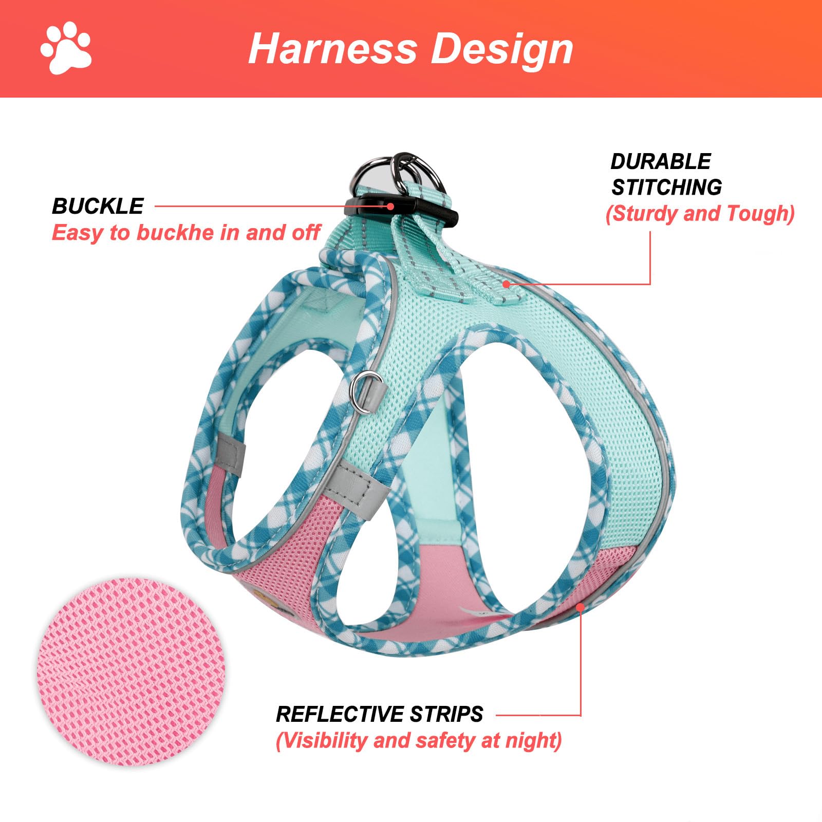 Hipubby arnés de diseño fácil de poner para paseos sin esfuerzo.