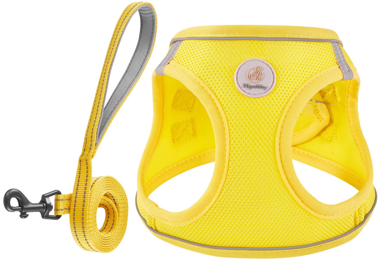 Arnés Hipubby y correa amarillo con ajuste perfecto para paseos diarios.
