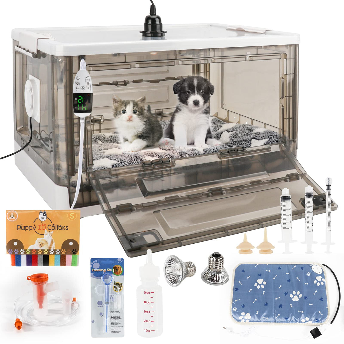 HKDQ incubadora para cachorros con calefacción y control de temperatura.