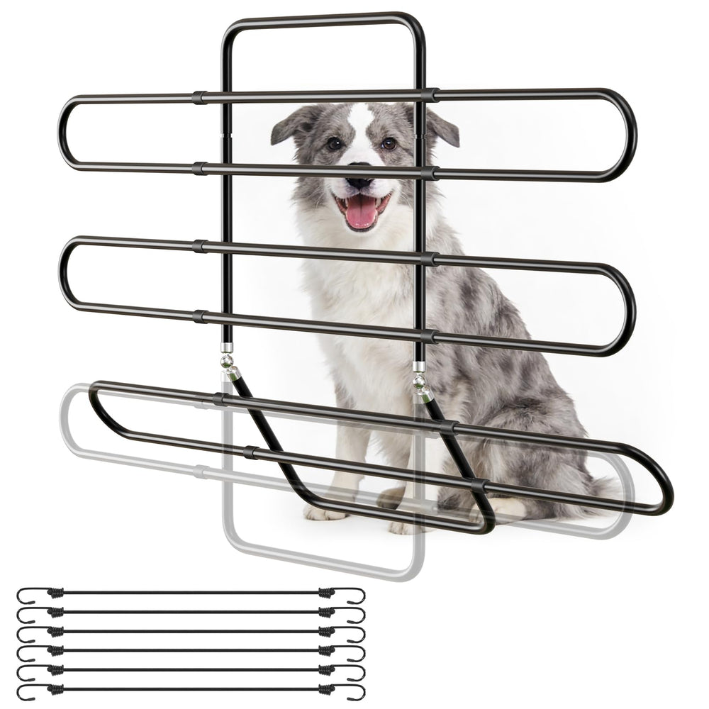 Hlplenn barrera para perros ajustable en metal, vista frontal segura para el coche.