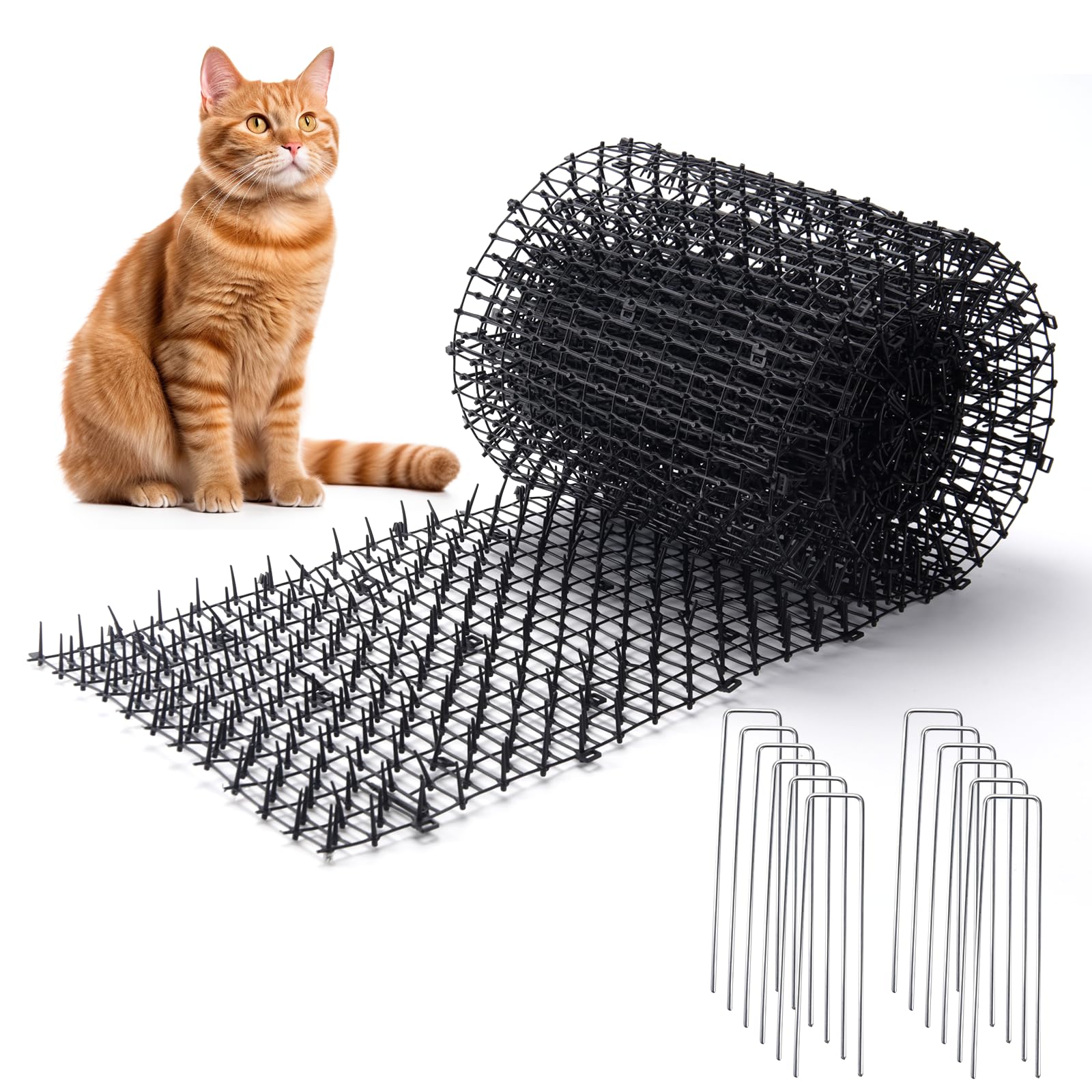 Estera deterrente para gatos Hmyomina con picos, ideal para proteger macizos de flores.