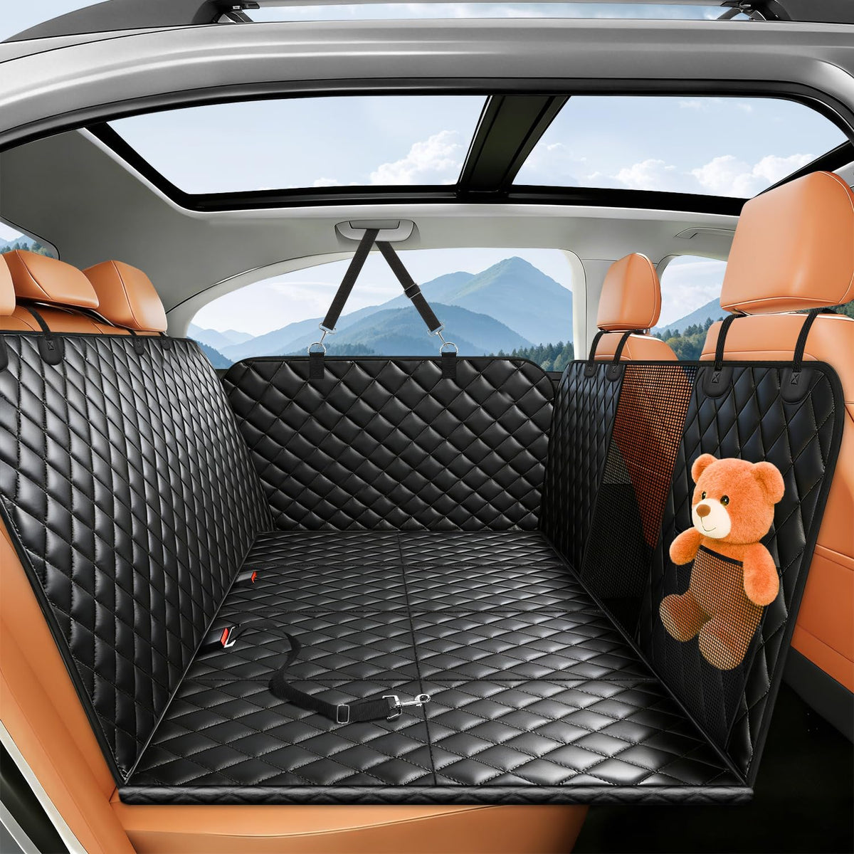 HOB4U cubre asiento trasero extensor duro, espacio extra para perros durante el viaje