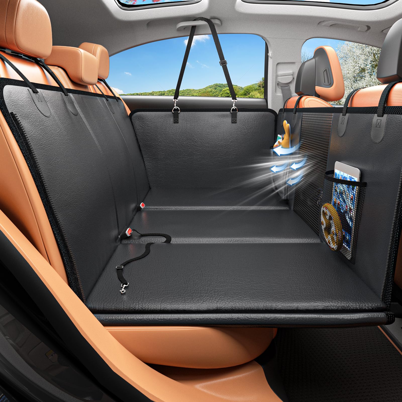Extensor de asiento trasero HOB4U con fondo duro para comodidad y seguridad de perros